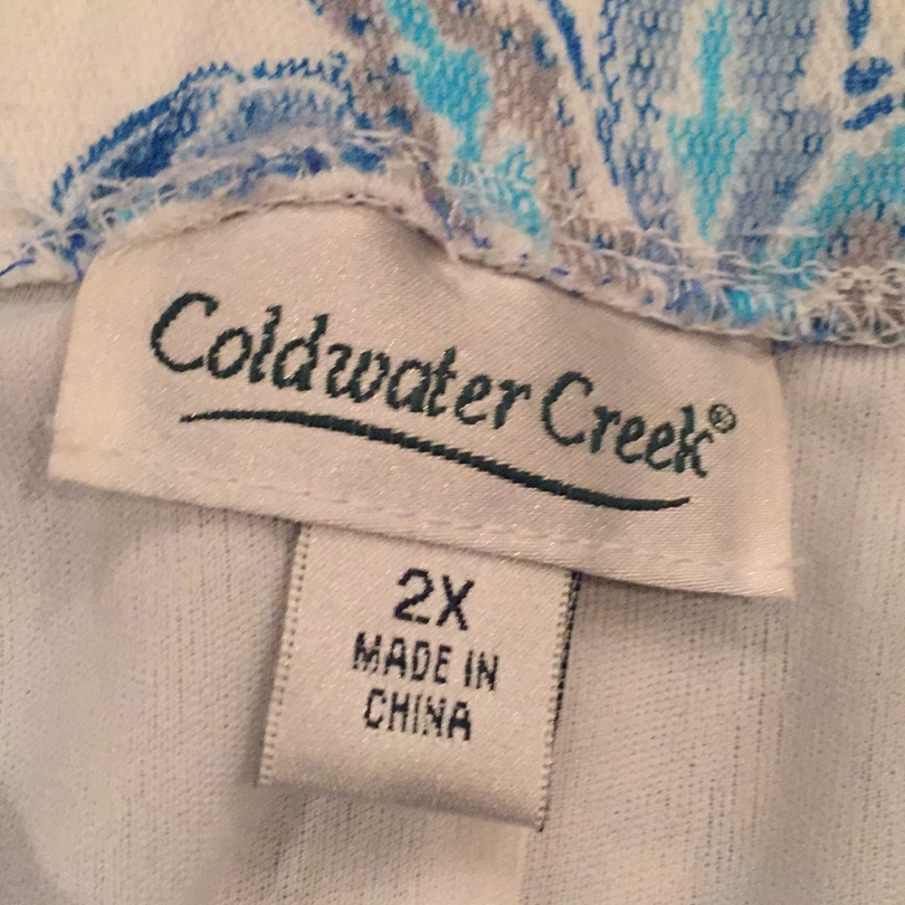 Coldwater Creek elasticwaist mesh pattern on white - Picture 6 of 8